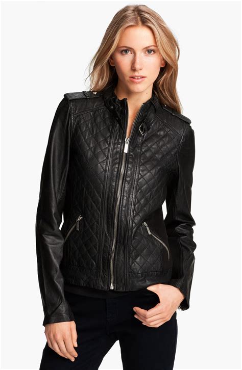 michael kors quilted leather hooded jacket|Michael Kors waterproof jacket.